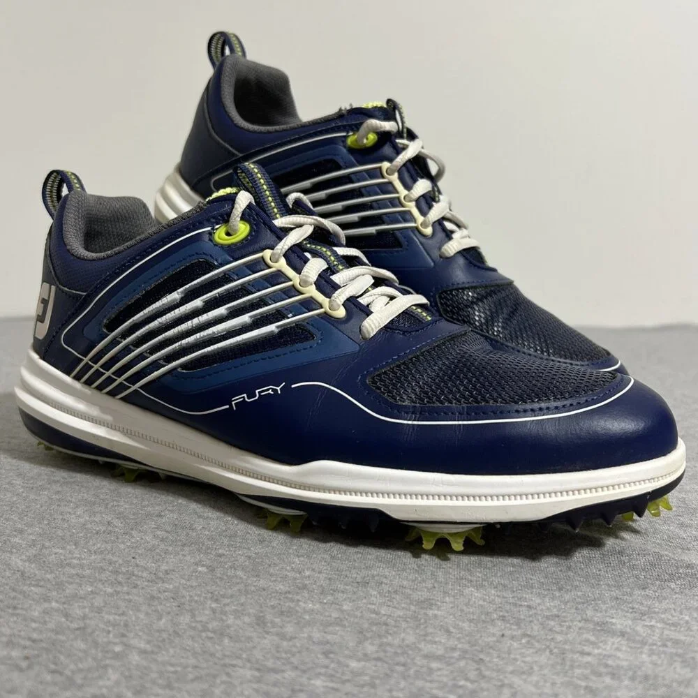 FootJoy FJ Fury Golf Shoes‎ Men's Size 8 M Navy Blue Green Spikes 51101